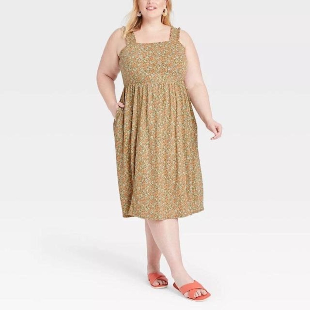 Ava & Viv Floral Ruffle Strapped Midi Dress